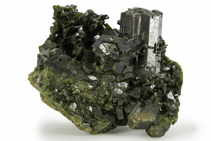 Lustrous Epidote Crystals with Actinolite - Pakistan #290477
